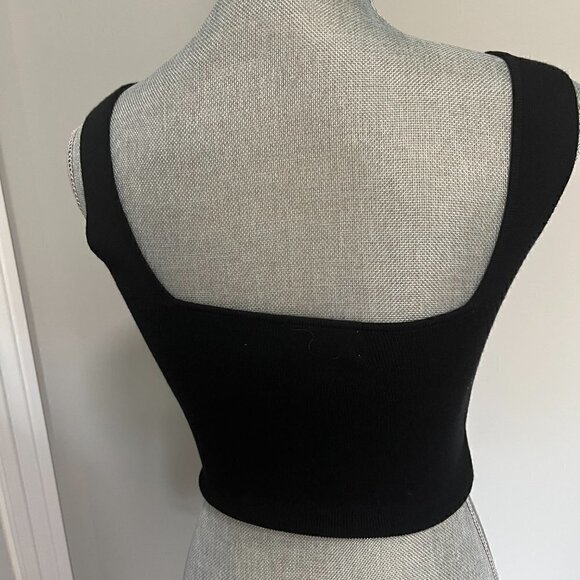 Black Nordstrom Open Edit Corset Cropped Tank NWOT Size XS - Picture 3 of 4